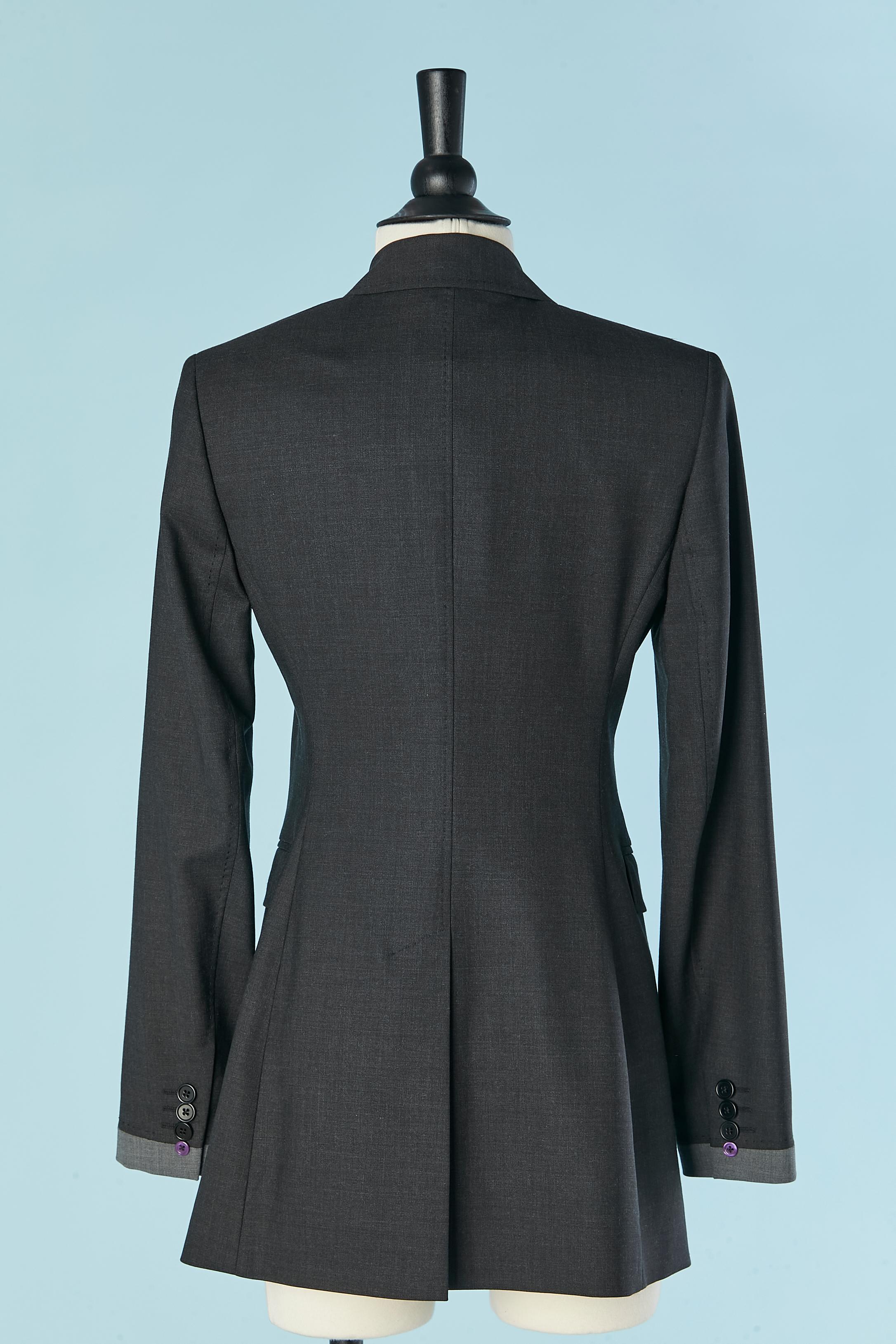 Anthrazitfarbener einreihiger Blazer mit grauem RandPaul Smith Black Label NEU im Angebot 1