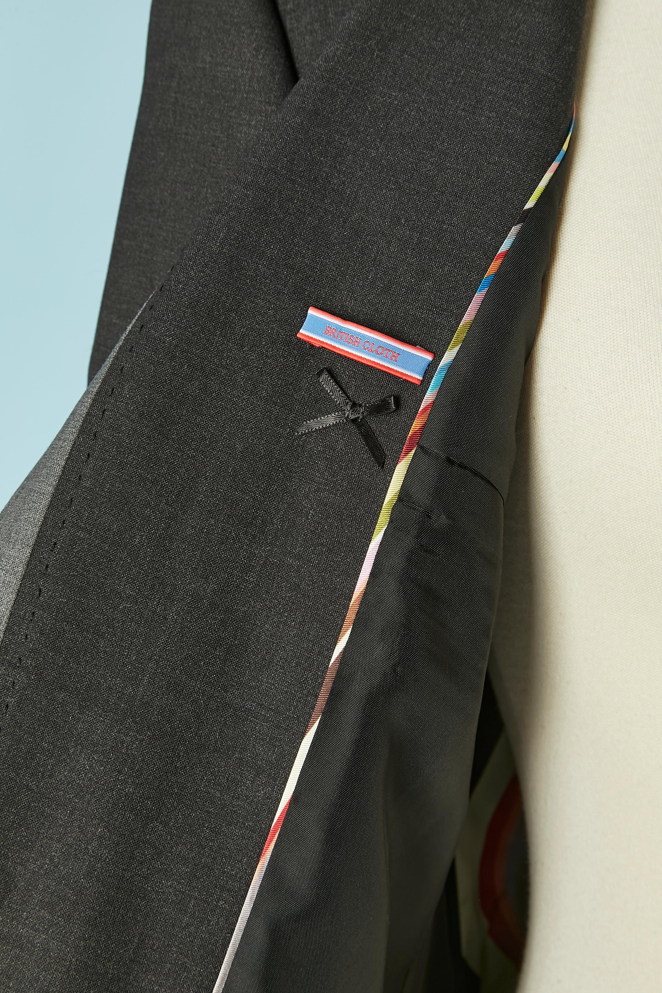 Anthrazitfarbener einreihiger Blazer mit grauem RandPaul Smith Black Label NEU im Angebot 2