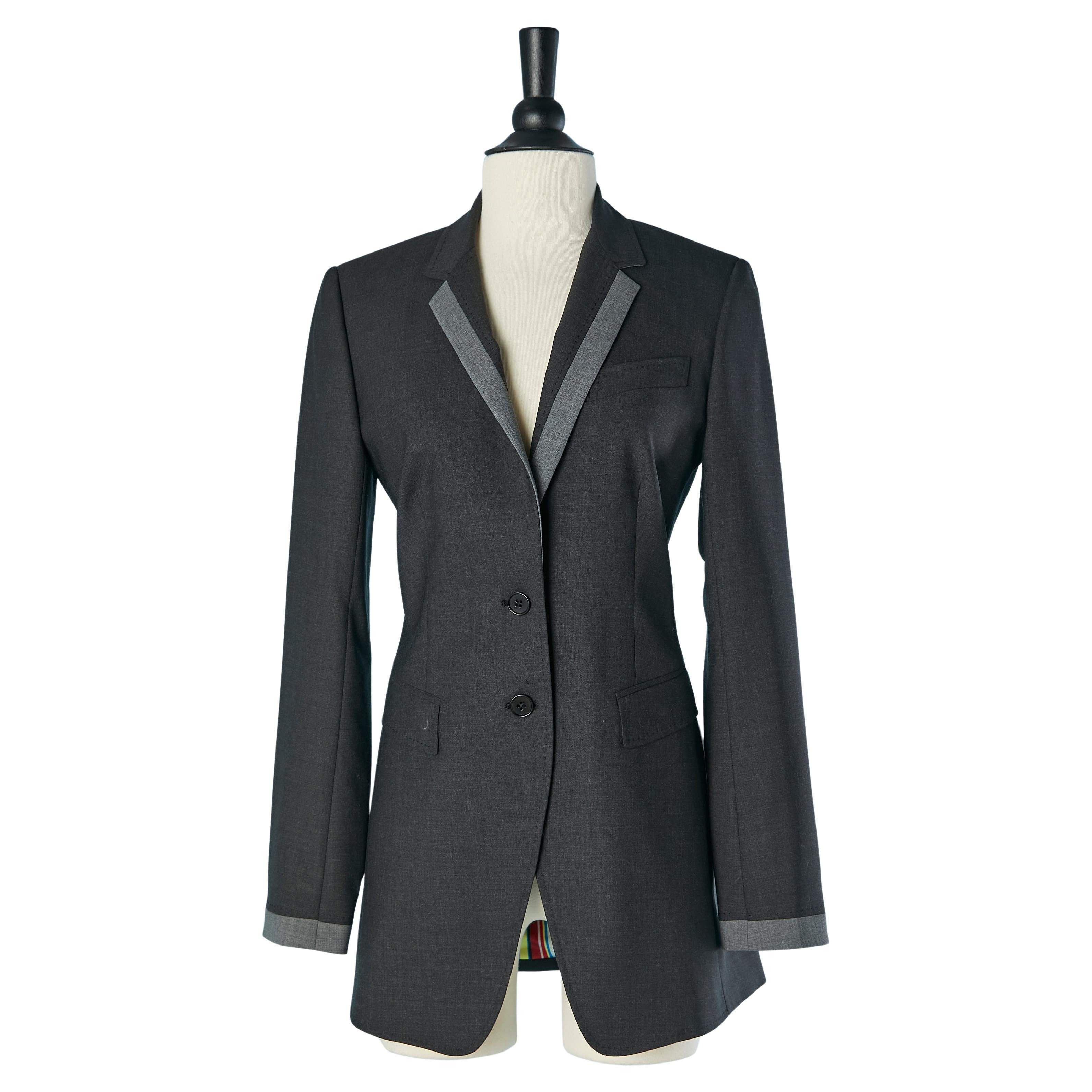 Anthracite single breasted blazer with grey edgePaul Smith Black Label NEW