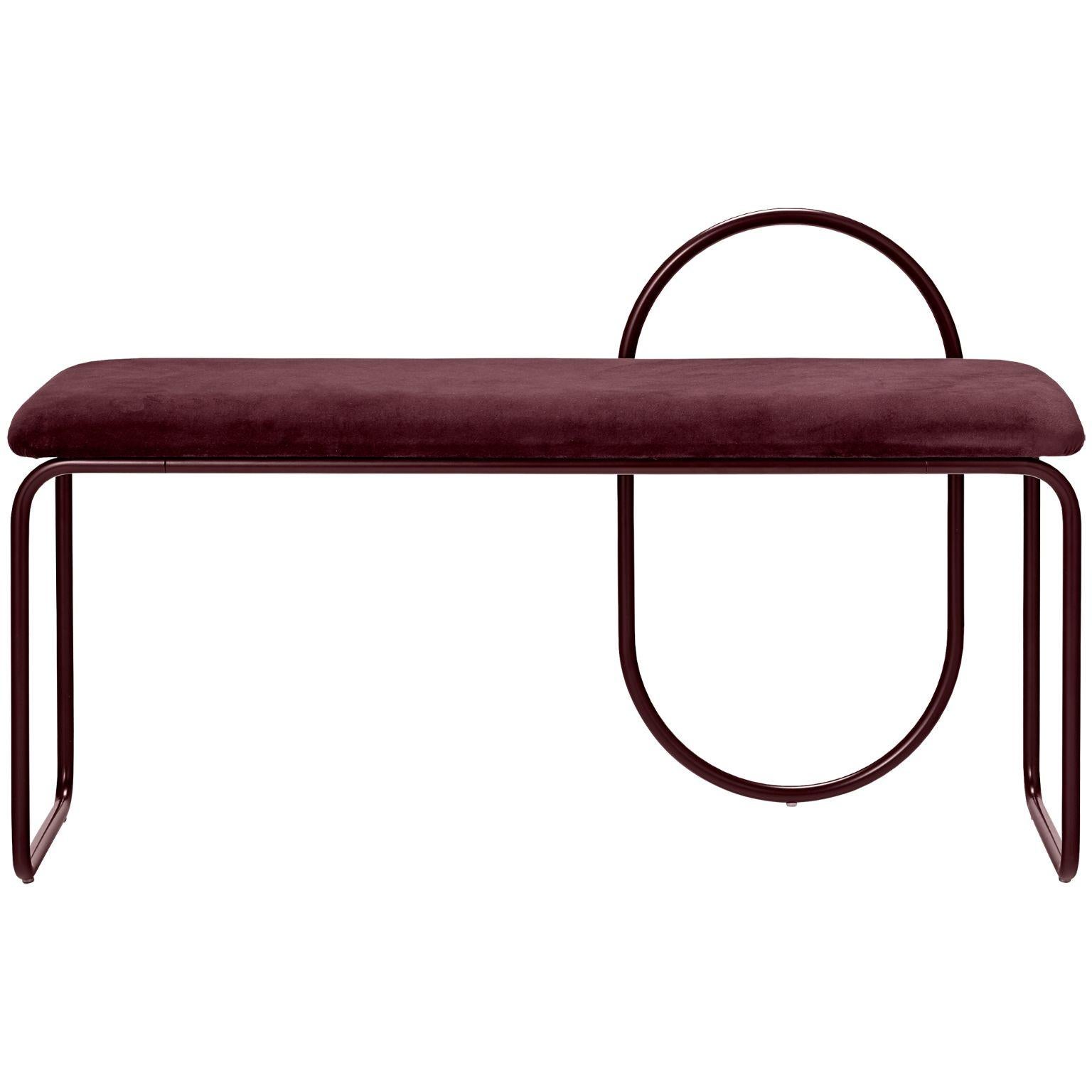 Modern Anthracite Velvet and Gold Minimalist Bench For Sale