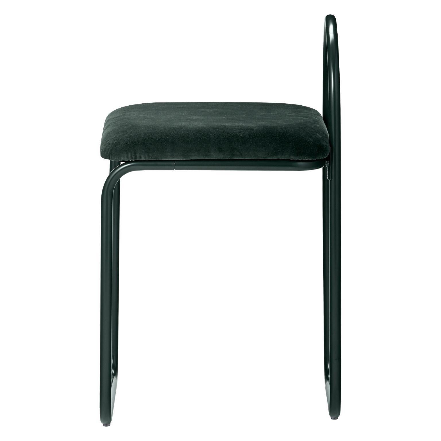 Anthracite Velvet and Gold Minimalist Dining Chair For Sale 4