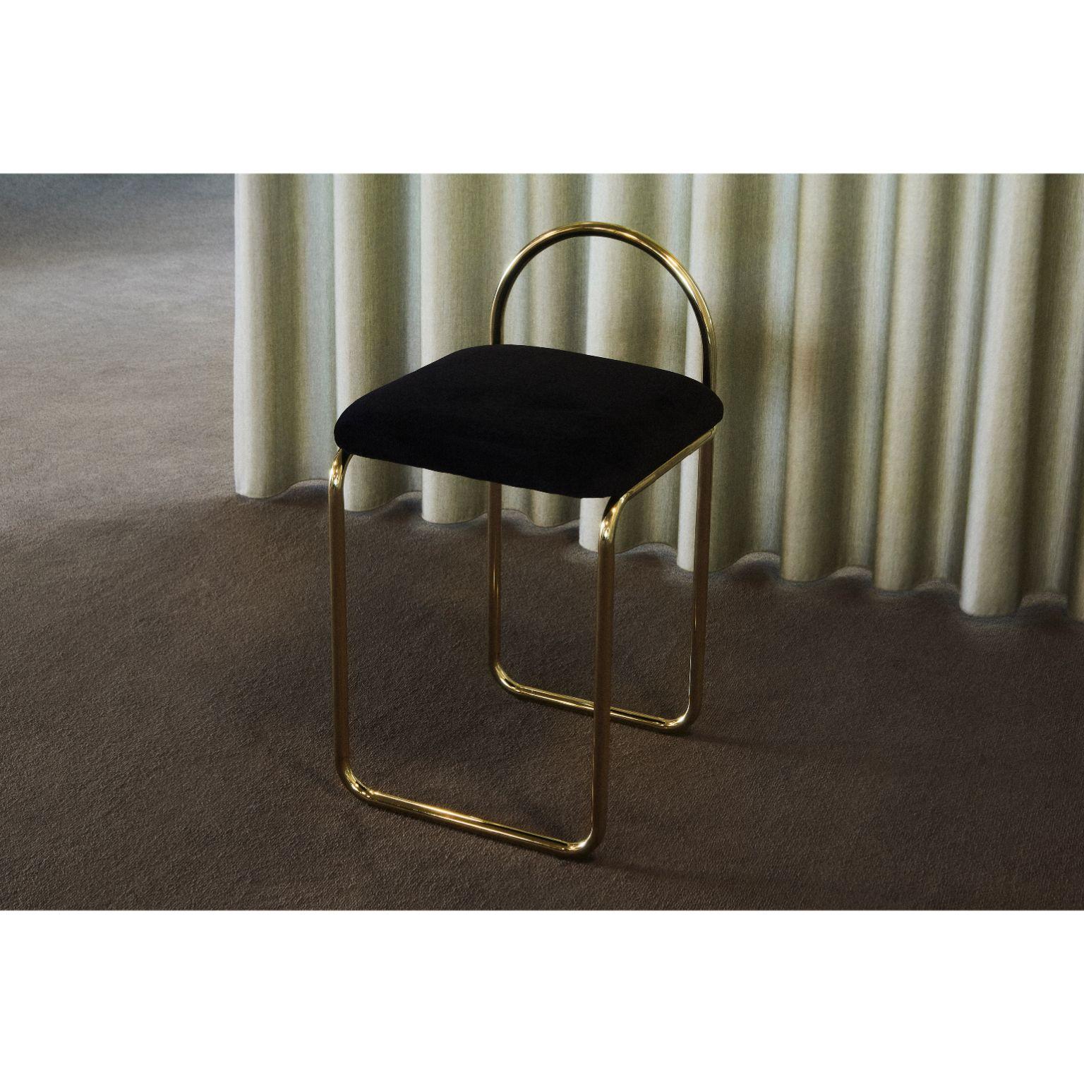 Anthracite Velvet and Gold Minimalist Dining Chair For Sale 12