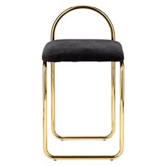 Anthracite Velvet and Gold Minimalist Dining Chair