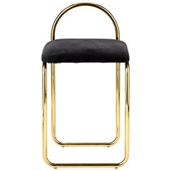 Anthracite Velvet and Gold Minimalist Dining Chair