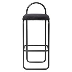 Chaise de bar minimaliste en velours anthracite 92,5