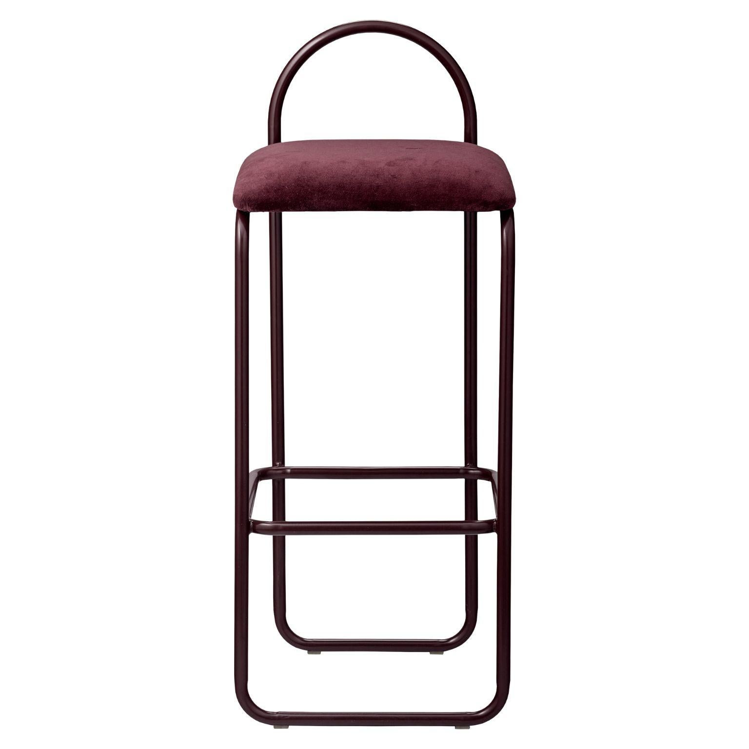 XXIe siècle et contemporain Chaise de bar minimaliste en velours anthracite 92,5 en vente