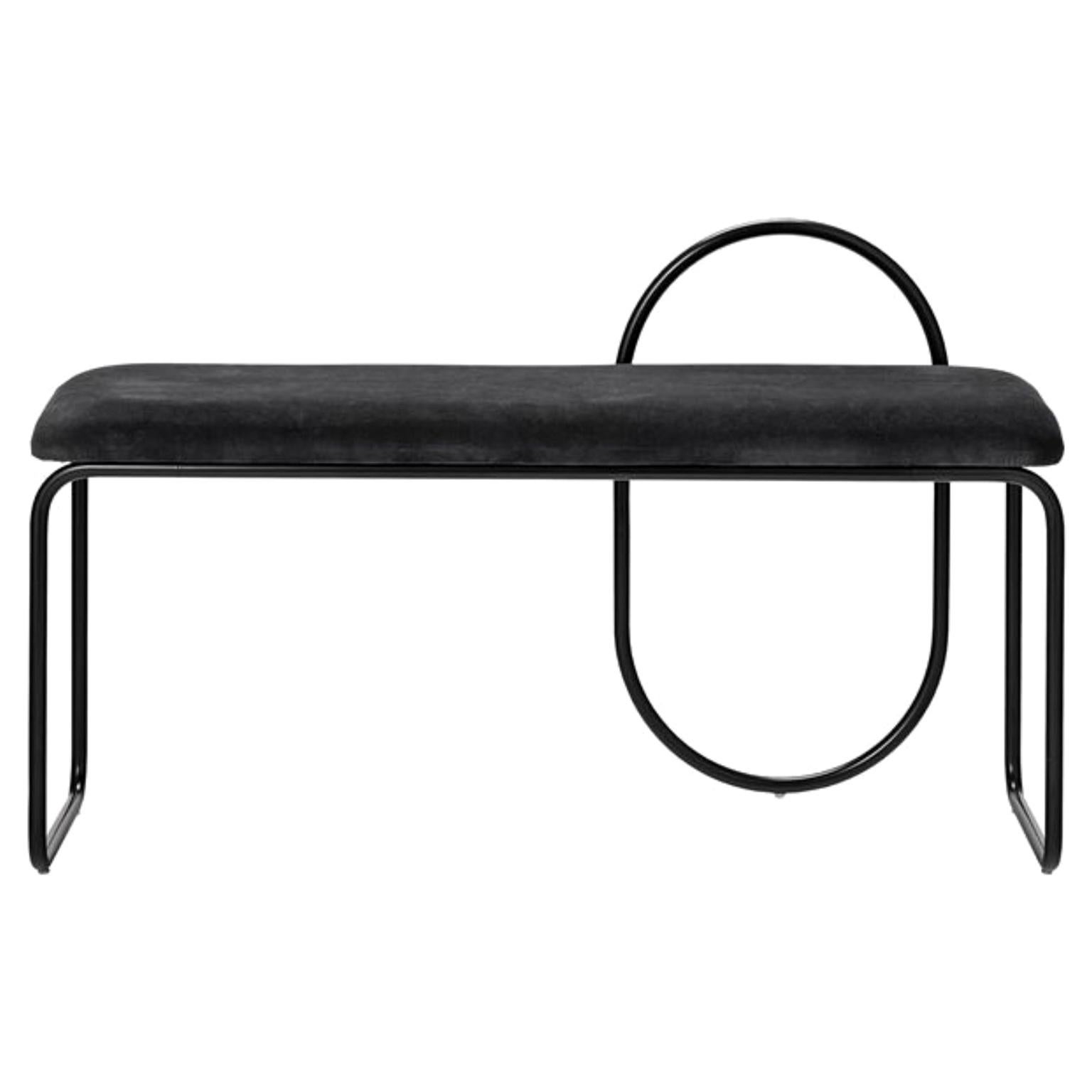 Anthracite Velvet Minimalist Bench For Sale