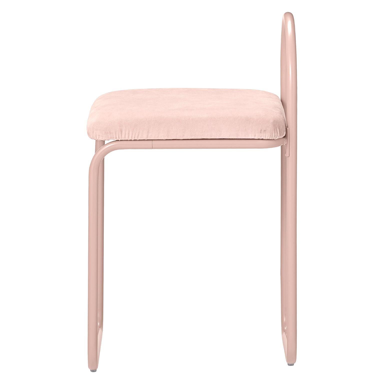 Acier Chaise de salle à manger minimaliste en velours anthracite en vente