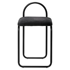Silla de comedor minimalista de terciopelo antracita