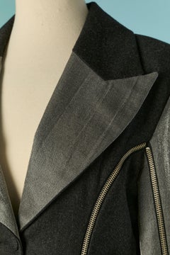 Manteau en laine anthracite avec manches et fermetures éclair argentées PLEIN SUD