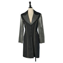 Manteau en laine anthracite avec manches et fermetures éclair argentées PLEIN SUD