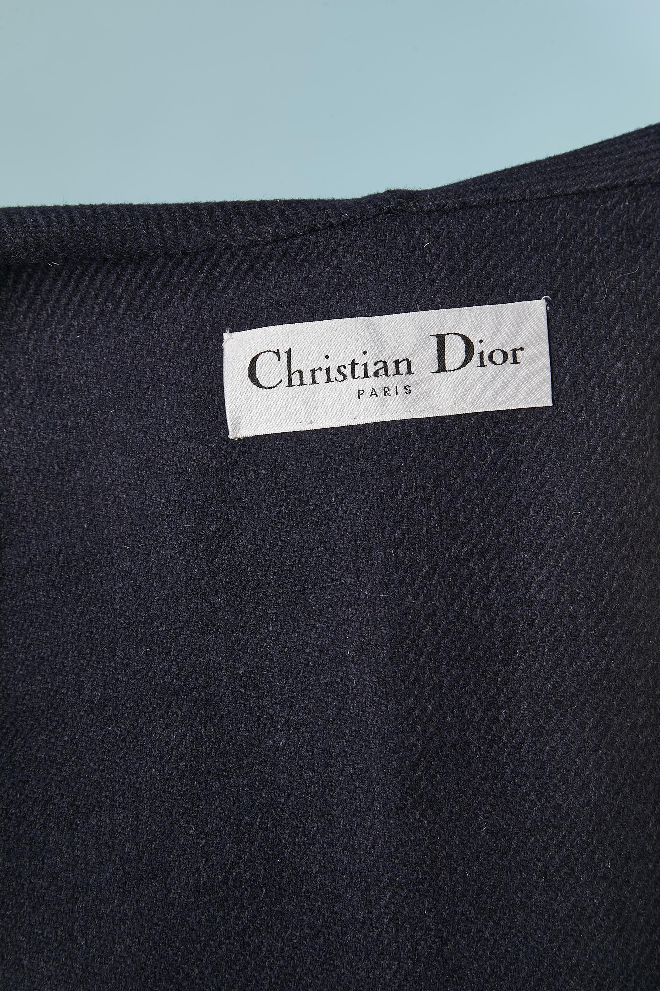 Veste double face en laine anthracite avec capuche zippée CHRISTIAN DIOR en vente 5