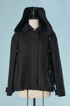 Anthracite wool double-face jacket with zipped hood CHRISTIAN DIOR