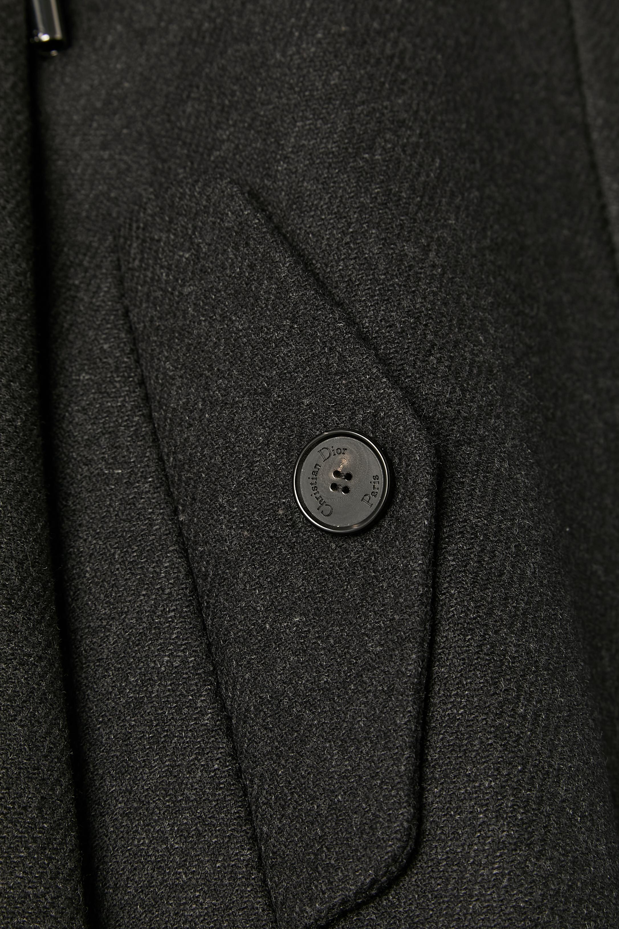 Noir Veste double face en laine anthracite avec capuche zippée CHRISTIAN DIOR en vente