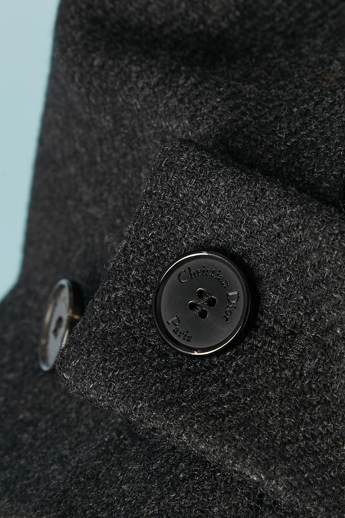 Veste double face en laine anthracite avec capuche zippée CHRISTIAN DIOR en vente 1