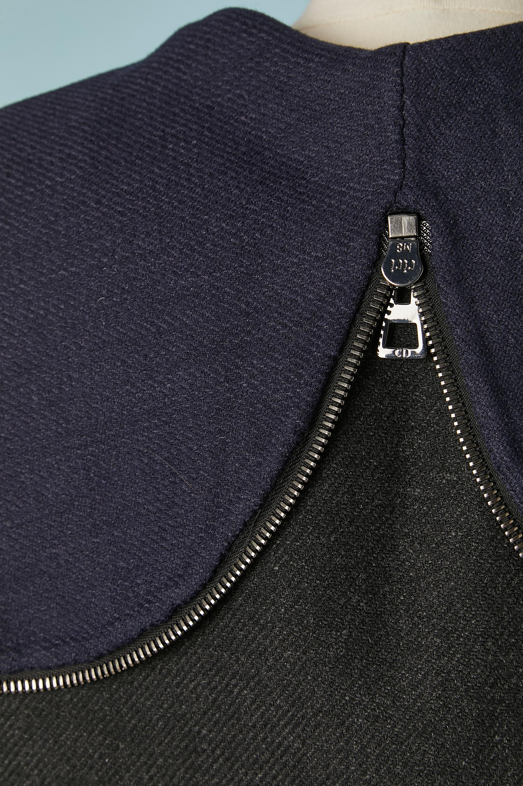 Veste double face en laine anthracite avec capuche zippée CHRISTIAN DIOR en vente 4