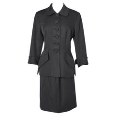 Vintage Anthracite wool skirt-suit Christian Dior