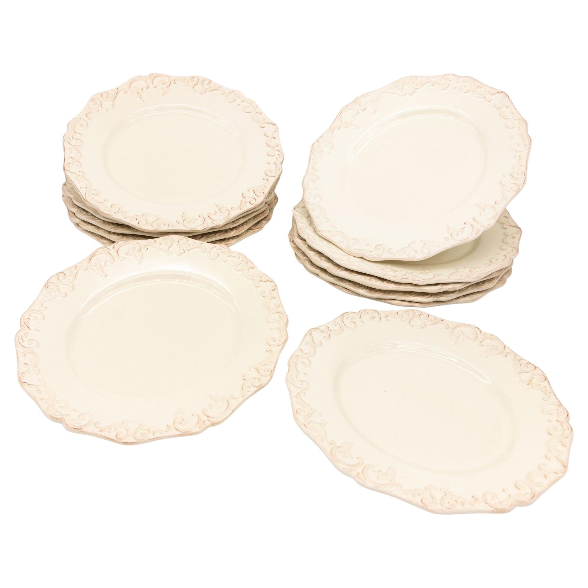 Platos ovalados de gres Anthropologie, Lote de 12, Portugal Circa 2007 en venta