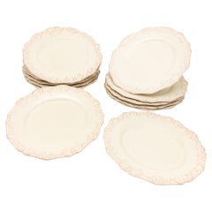 Anthropologie Stoneware Oval Dinner Plates, Set of 12, Portugal Circa 2007