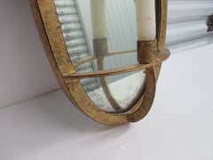 Anthropologie Oval Candle Sconce with Mirrored Back and Antique Gold Finish