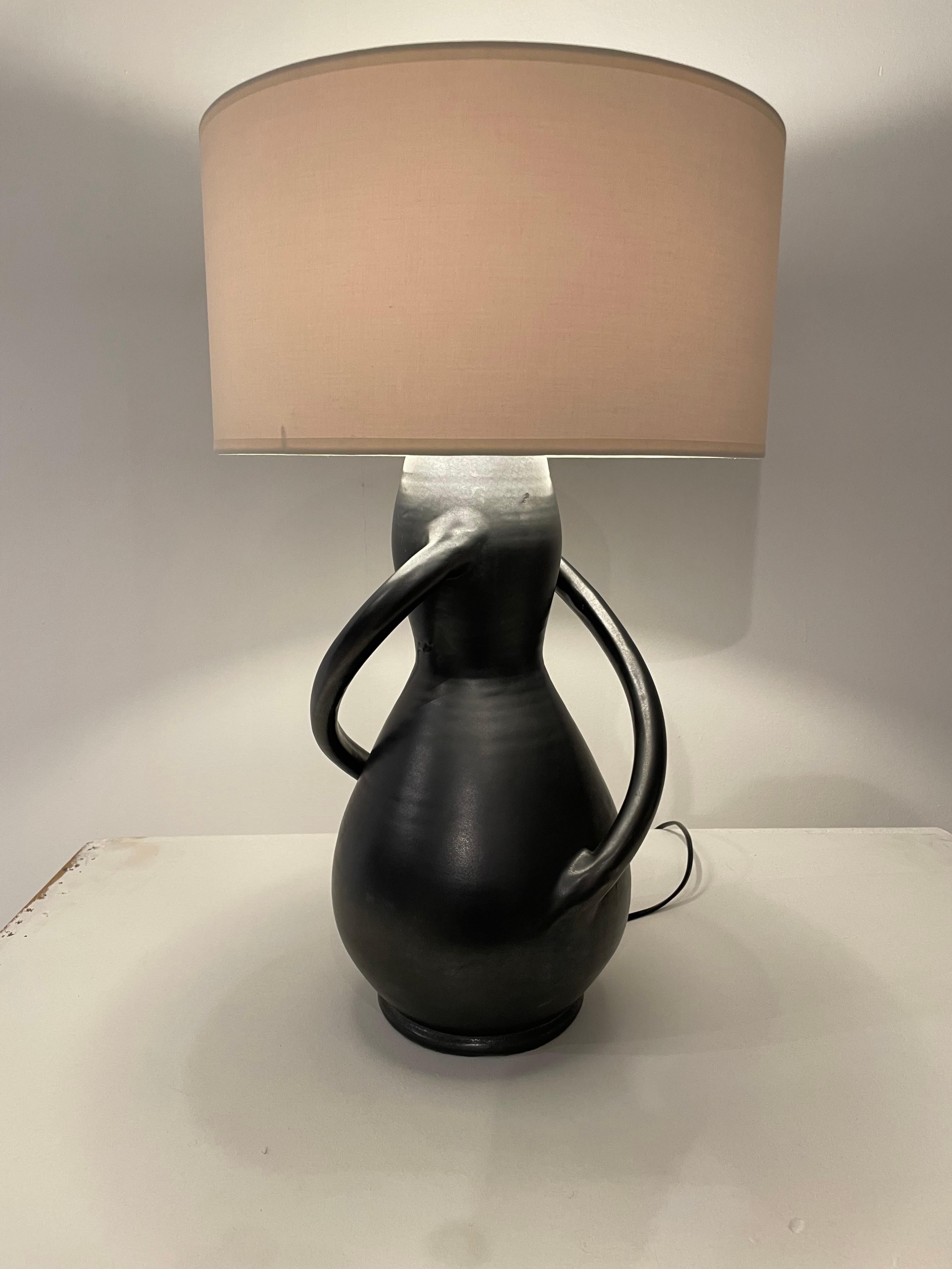 French Anthropomorphic Ceramic  Lamp For Sale