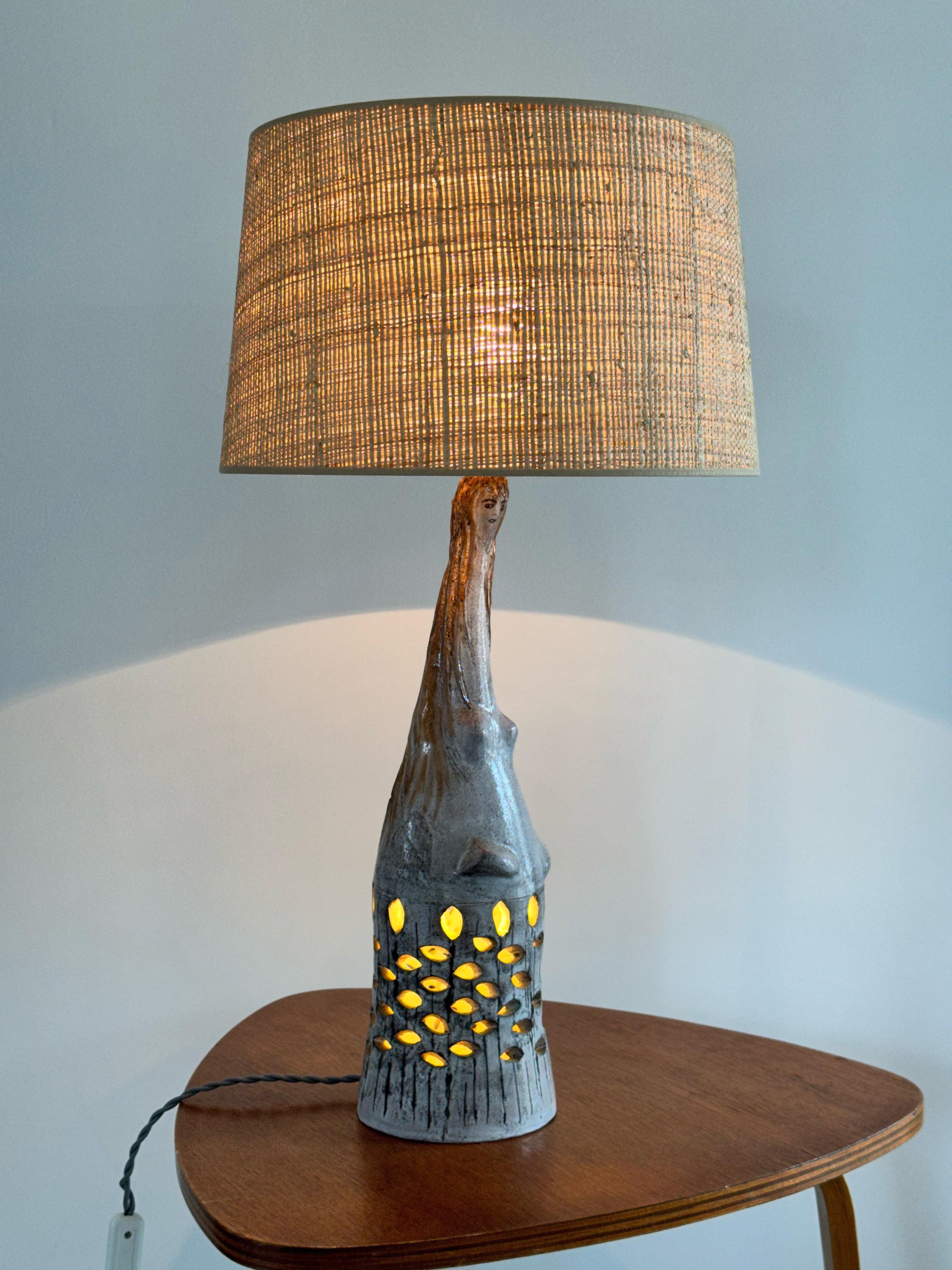 Anthropomorphic Ceramic Lamp Maurice Camos, French Artist, Unique Work, 1960s For Sale 2