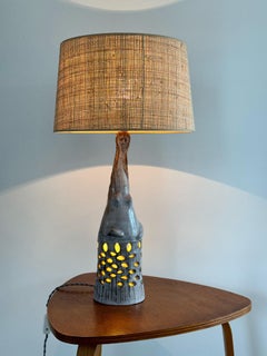 Anthropomorphic Ceramic Lamp Maurice Camos, French Artist, Unique Work, 1960s