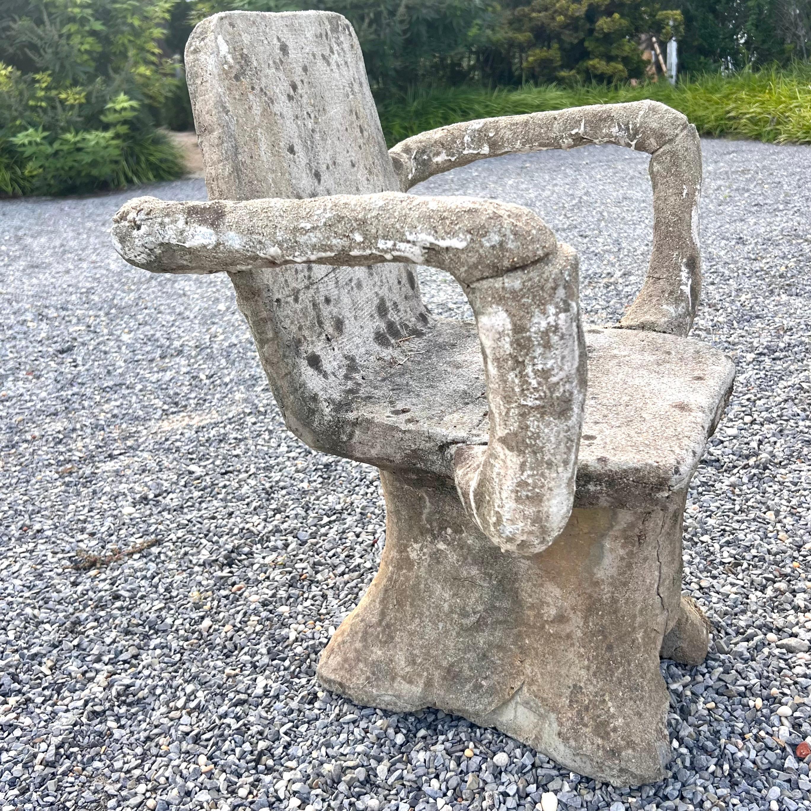 Modern Anthropomorphic Faux Bois Concrete Table and 4 Chairs, 1950s France For Sale