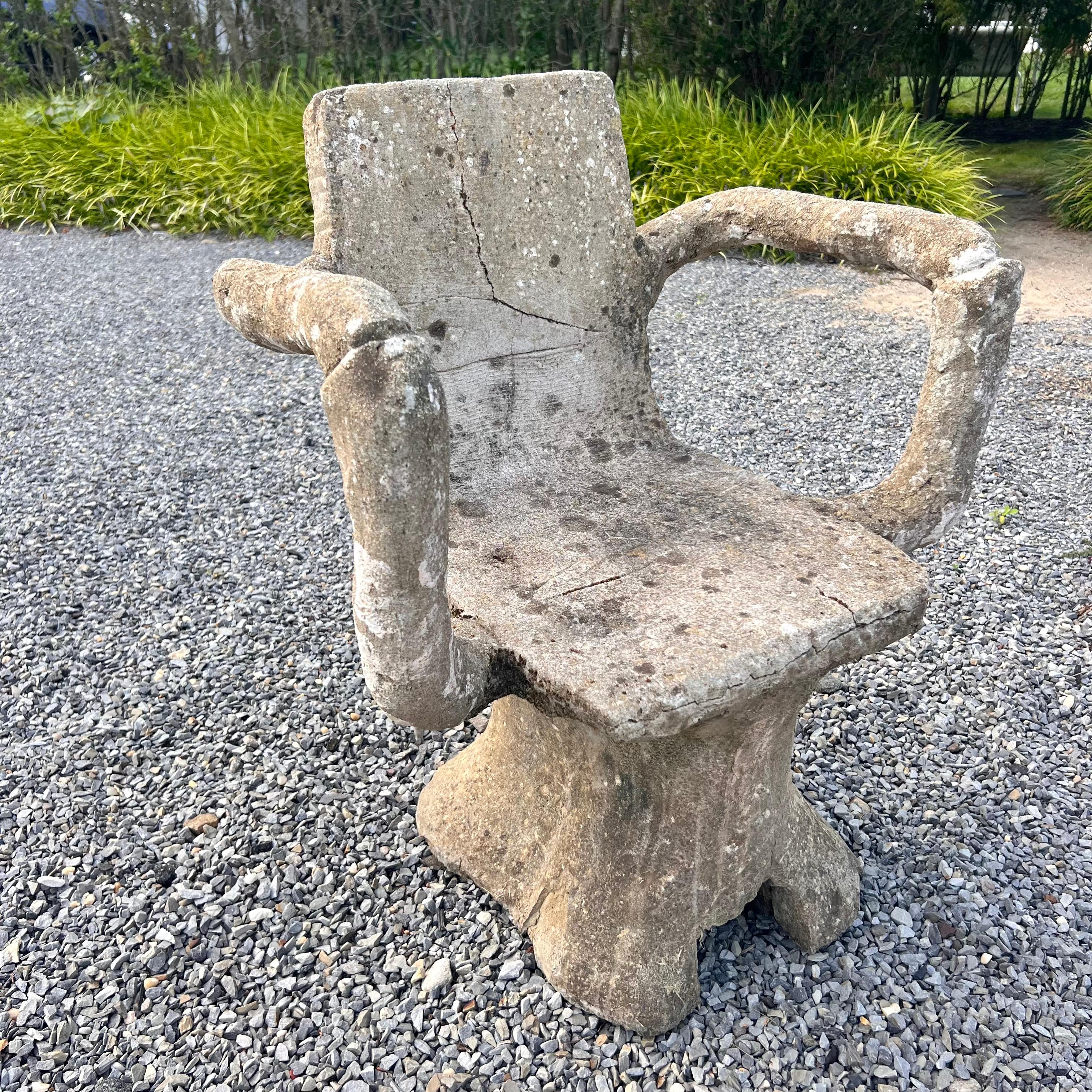 Mid-20th Century Anthropomorphic Faux Bois Concrete Table and 4 Chairs, 1950s France For Sale