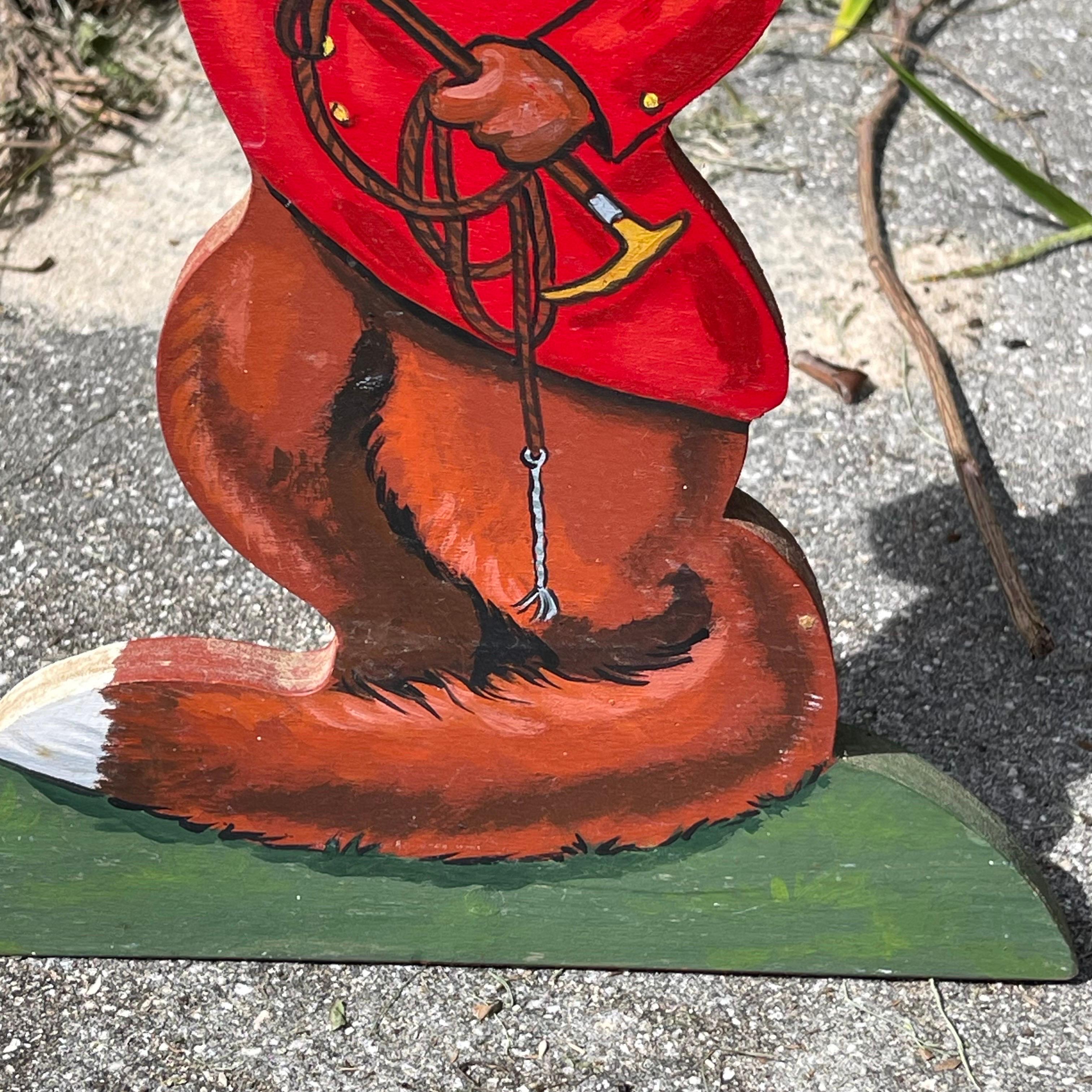 Late 20th Century Anthropomorphic Hunting Attired Fox, Hand Painted Folk Art Door Stop Sculpture For Sale