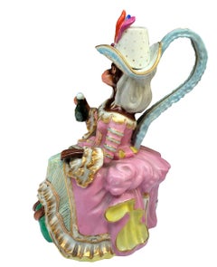 Anthropomorphic Monkeys Porcelain Jugs Pair by Jacob Petit 19th Century