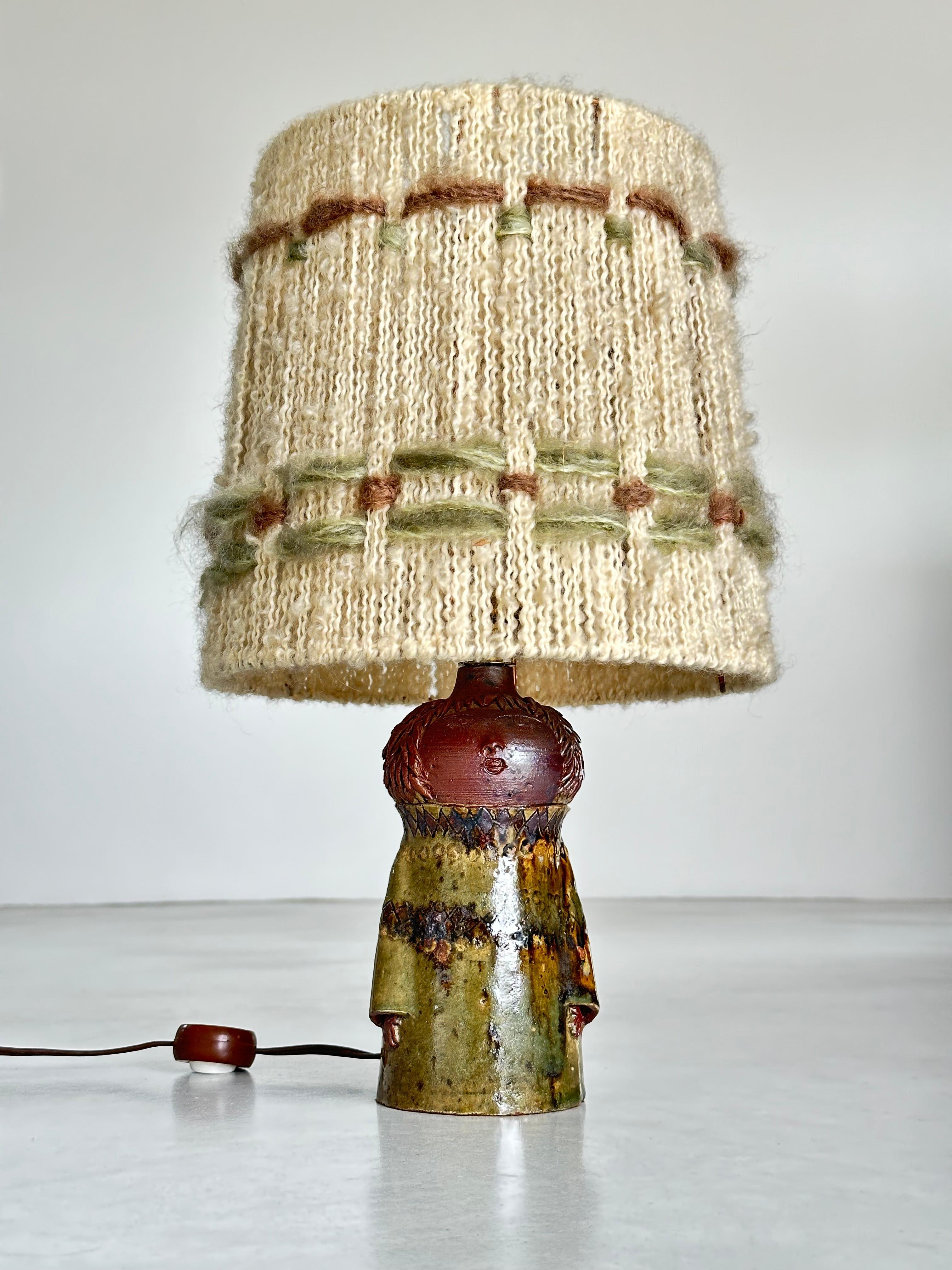 Anthropomorphic table lamp, enameled stoneware from the La Borne workshops 1950s For Sale 8