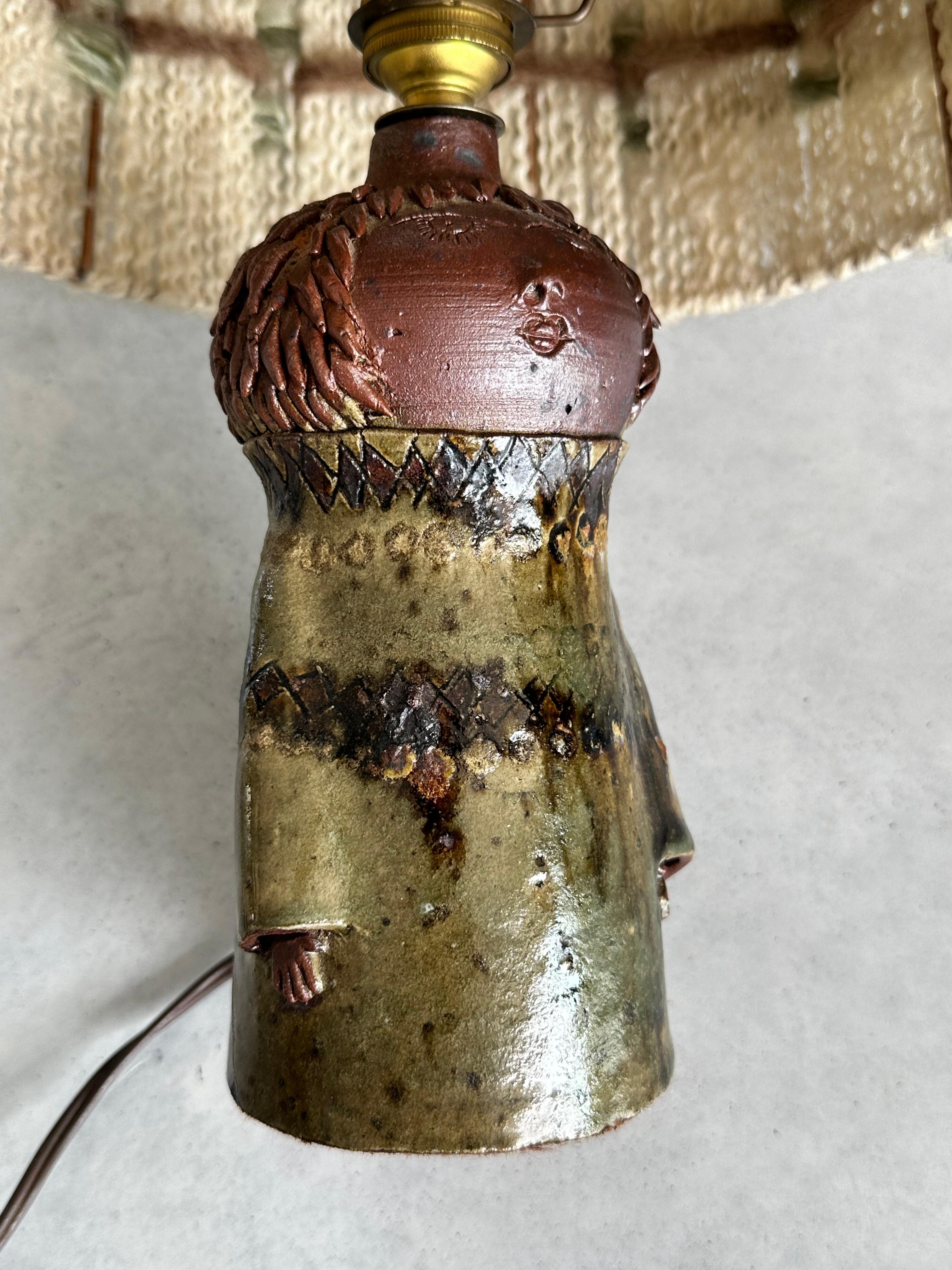 Anthropomorphic table lamp, enameled stoneware from the La Borne workshops 1950s For Sale 10