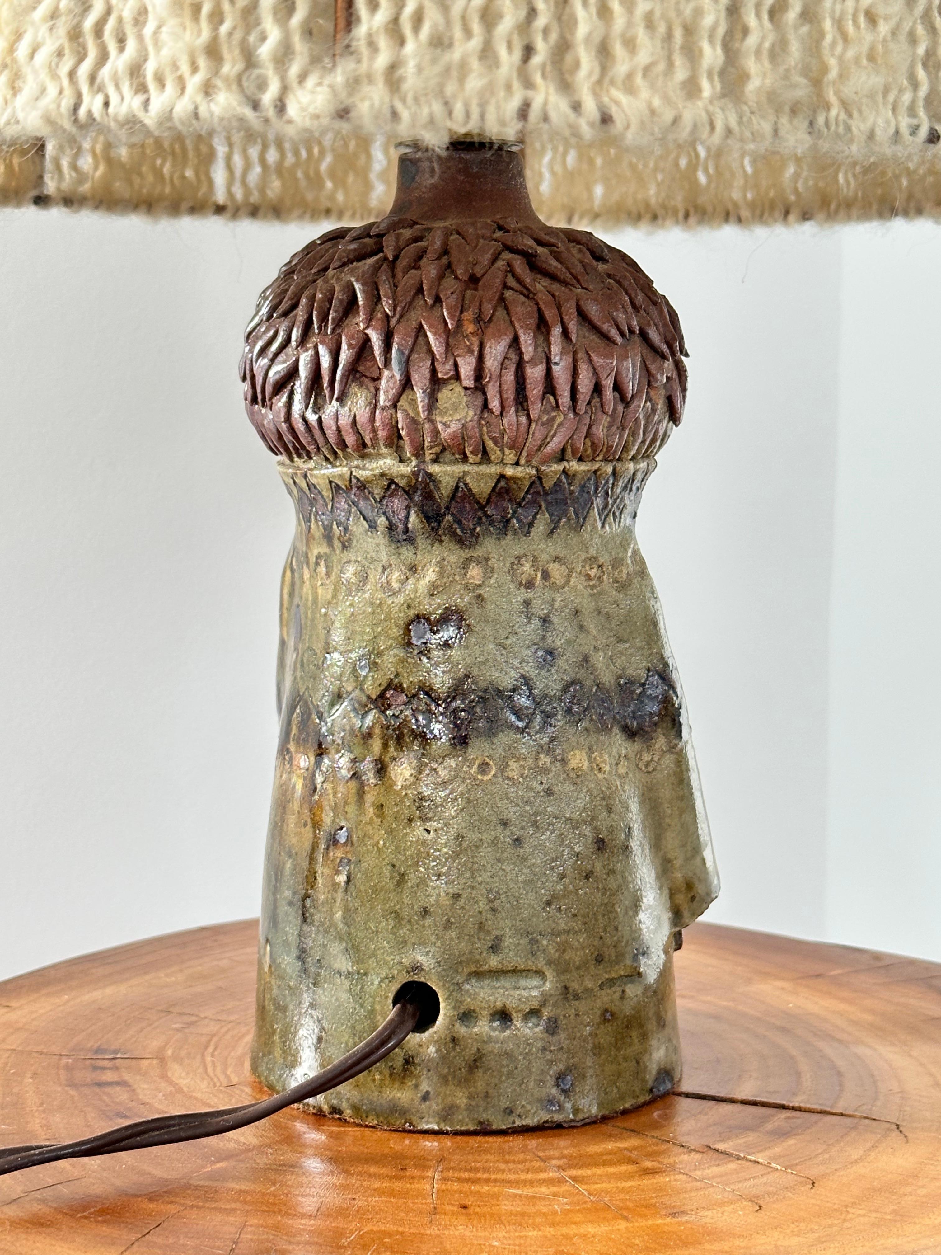Stoneware Anthropomorphic table lamp, enameled stoneware from the La Borne workshops 1950s For Sale