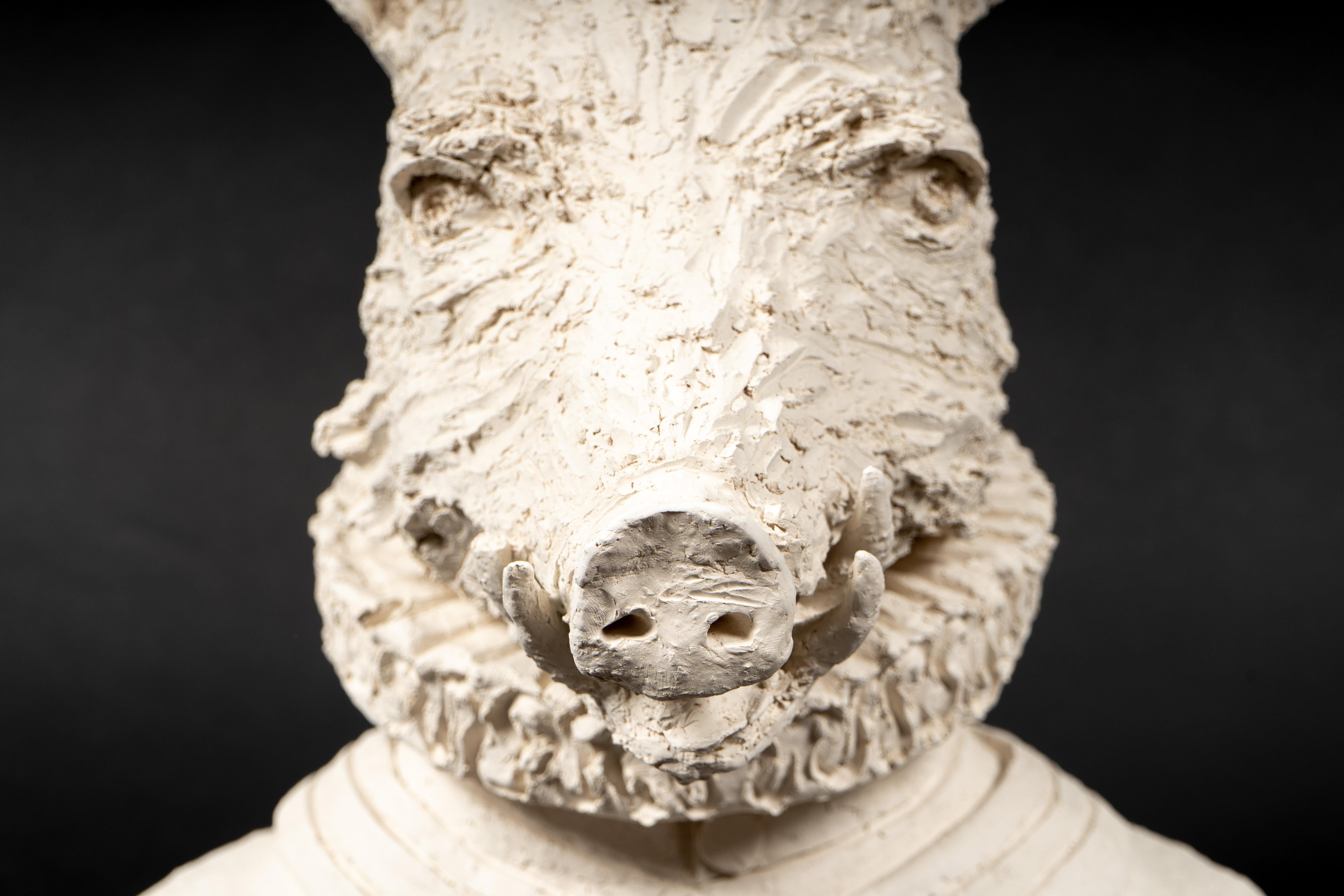 Anthropomorphic Terracotta Bust of a Boar wearing a Ruff In New Condition In New York, NY