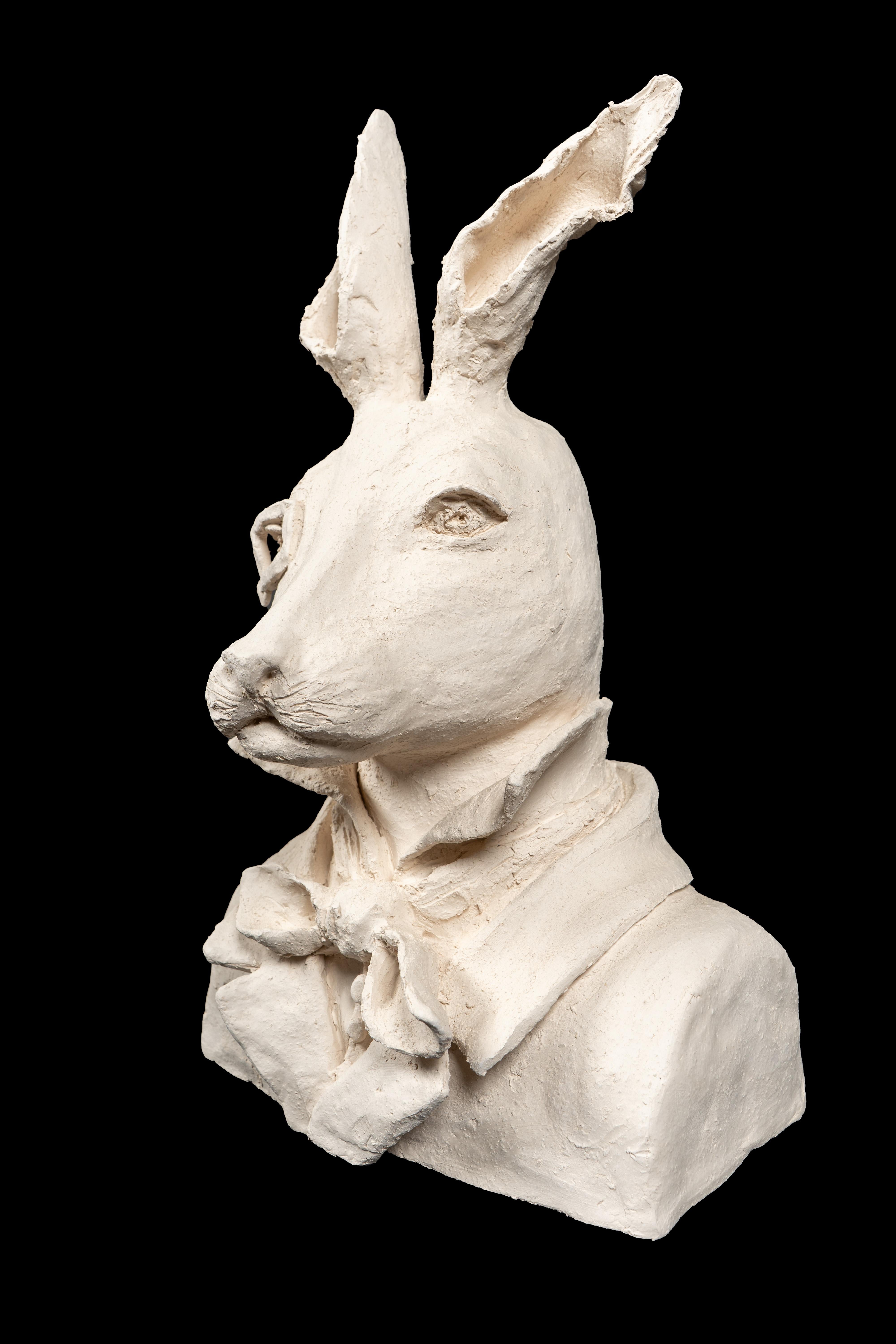 Anthropomorphic Terracotta Bust of Rabbit Wearing a Monocle In New Condition In New York, NY