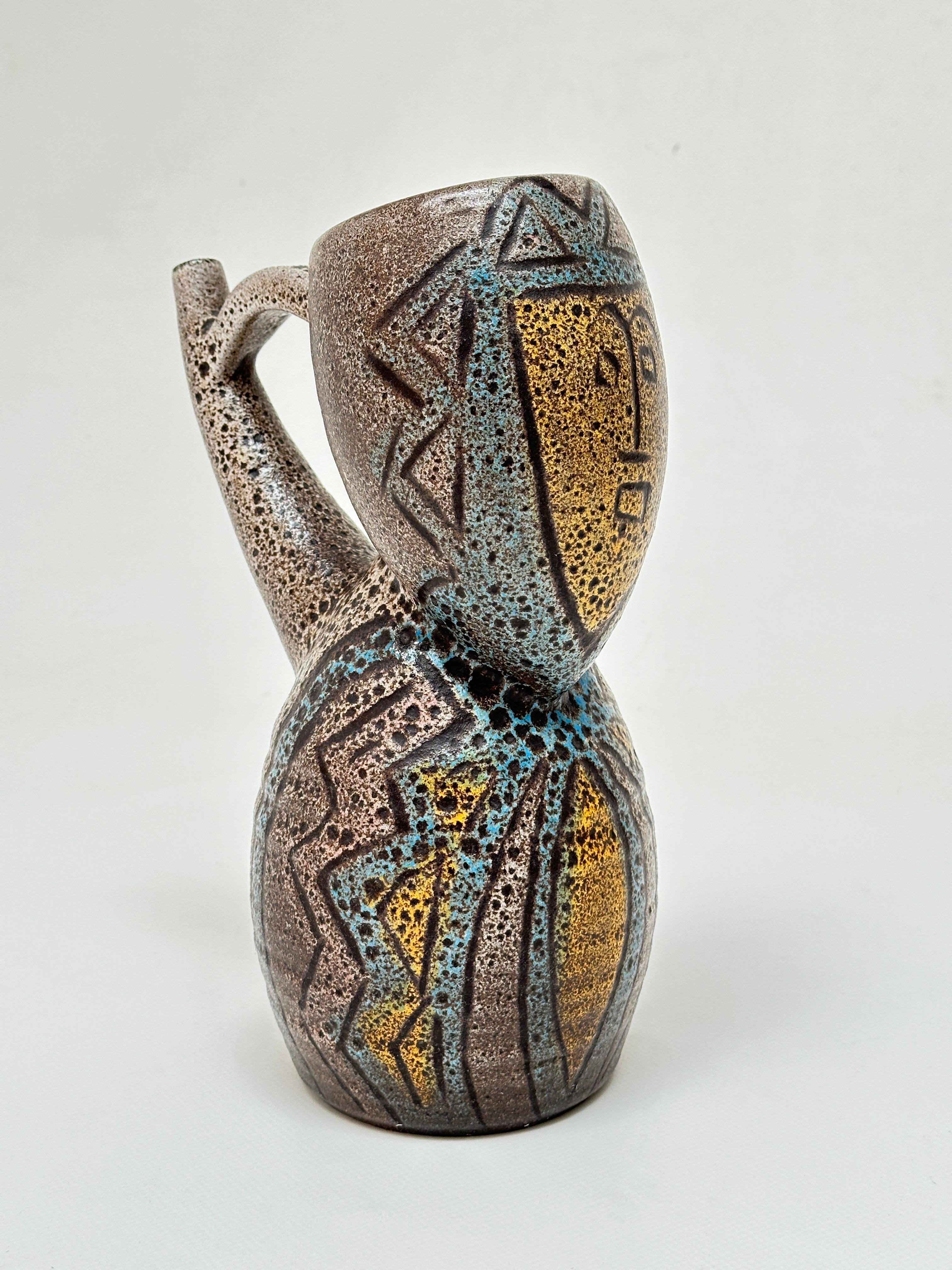 Smaltato Vaso antropomorfo, Accolay, Francia 1960 ca. in vendita