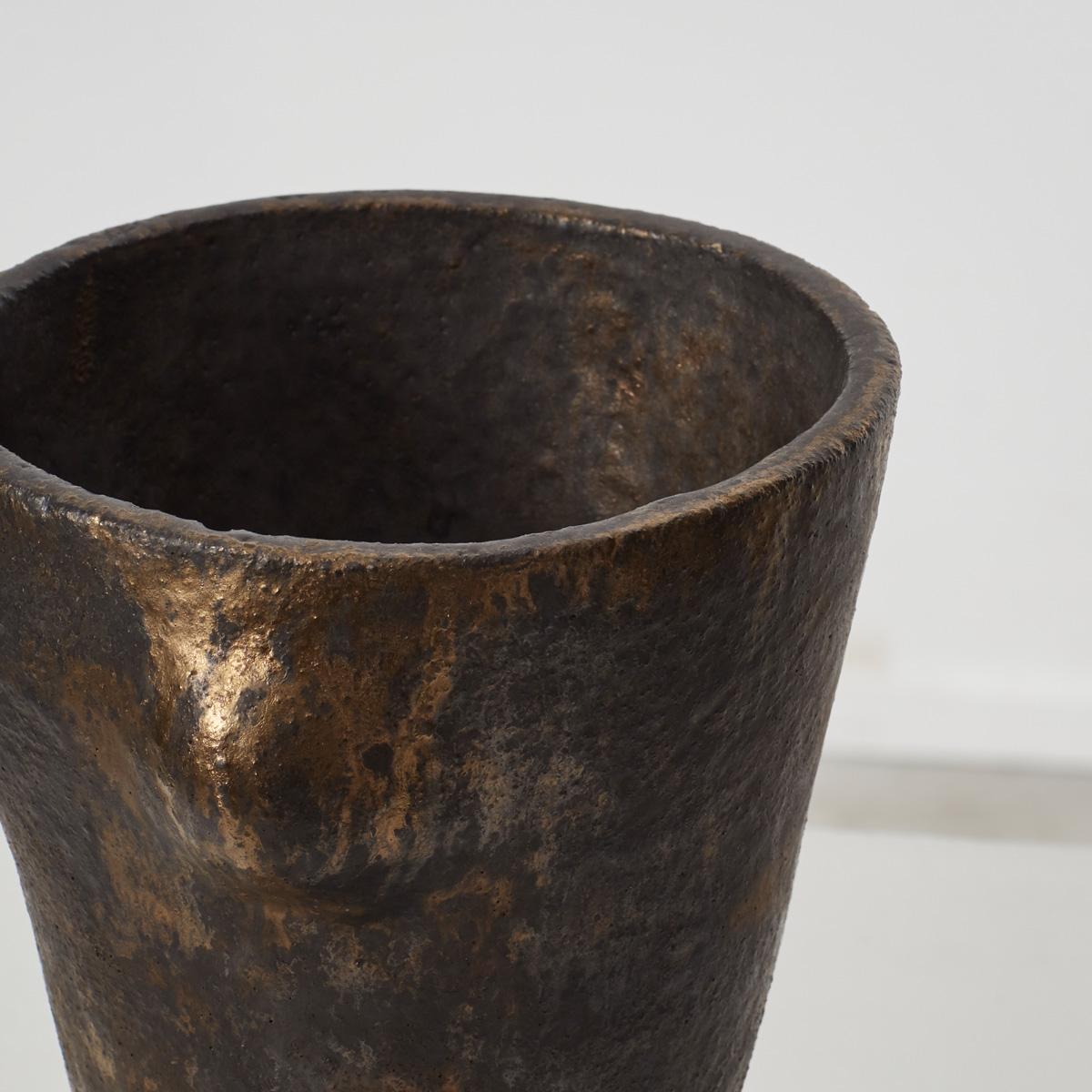 Patinated Anthropomorphic Vase, Signed, Mid-20th Century