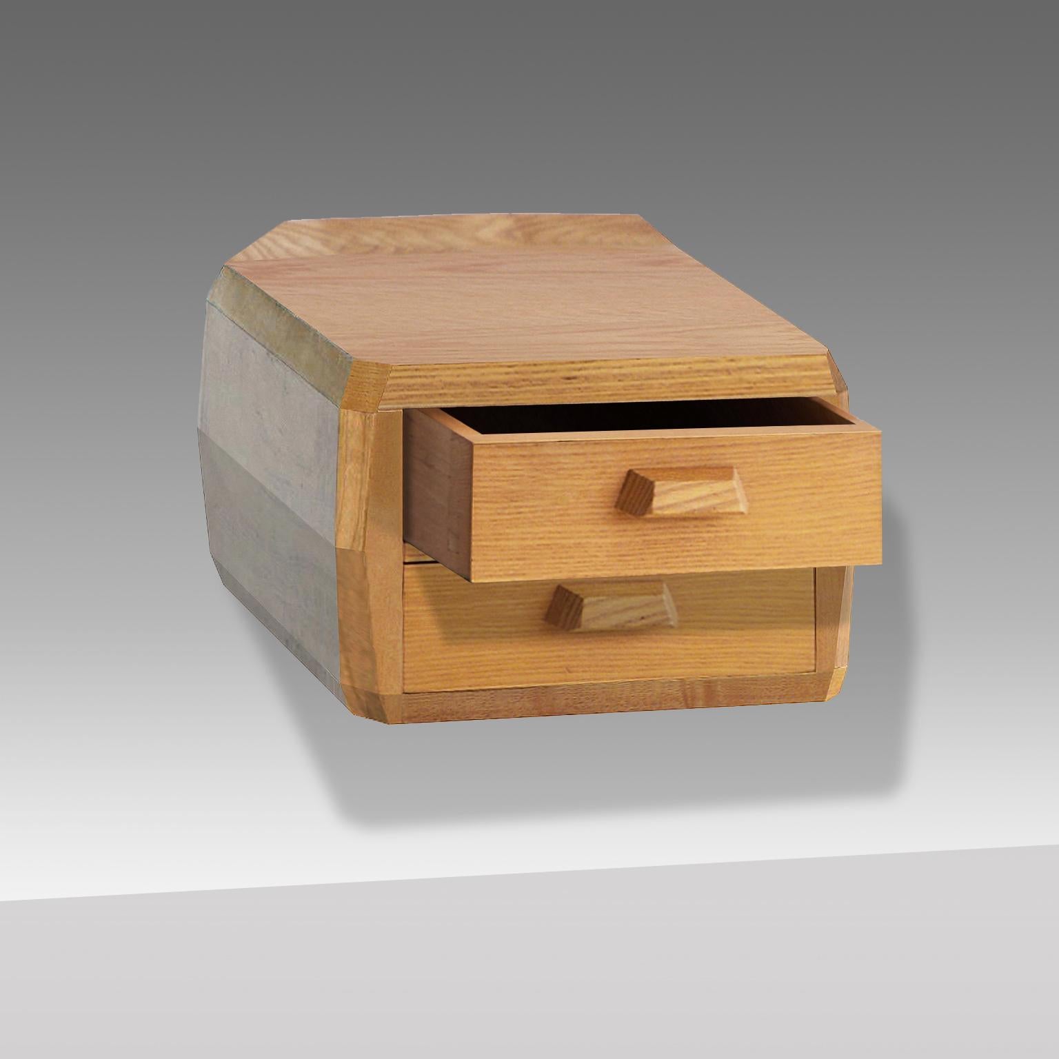 German Anthroposophical Wall Mounted Bedside Cabinets In Hand Crafted Ash Wood, c. 1930 For Sale