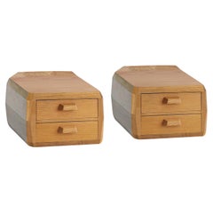 Anthroposophical Wall Mounted Bedside Cabinets In Hand Crafted Ash Wood, c. 1930