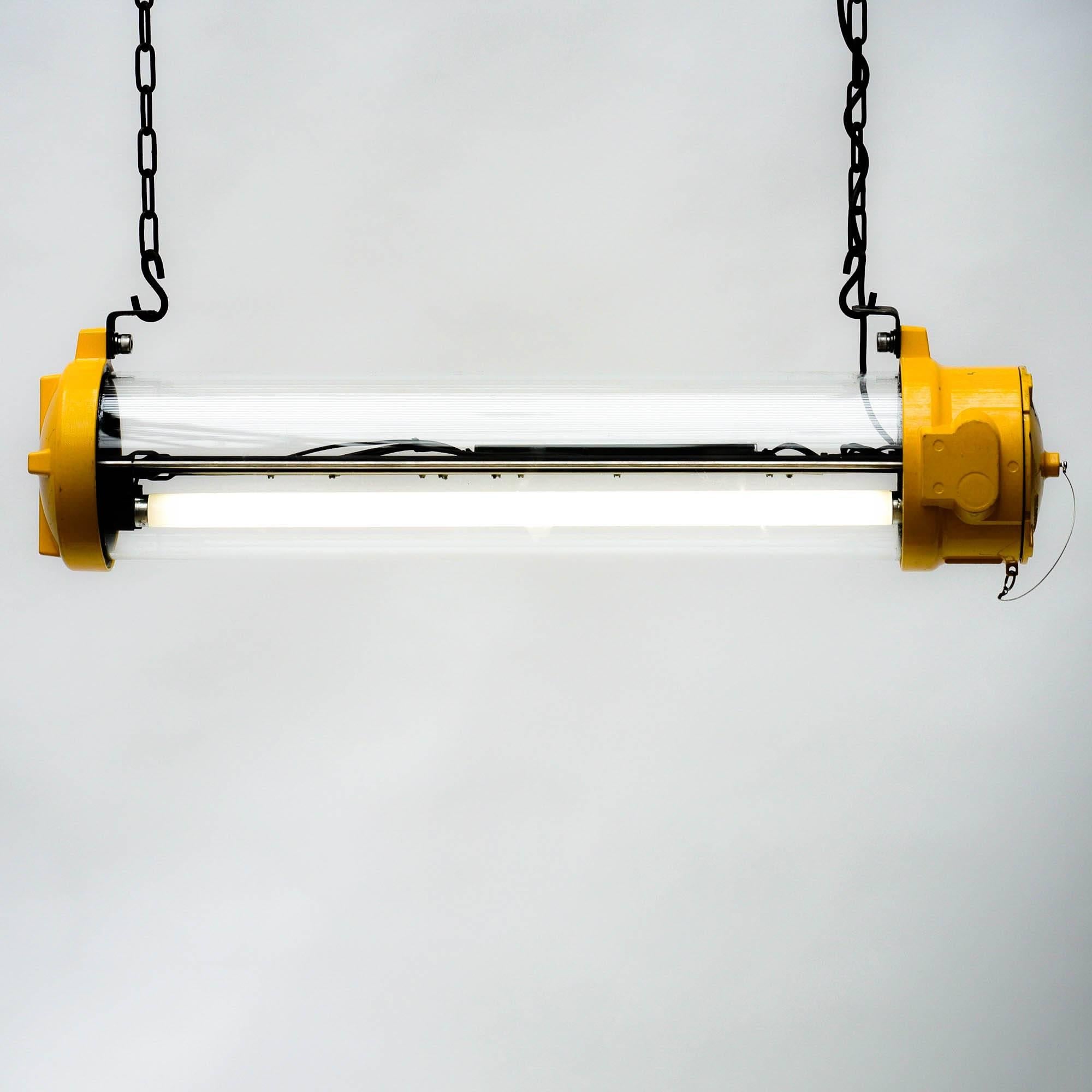 Painted Anti-Deflagration Fluorescent Lamp Fully Restored, circa 1970