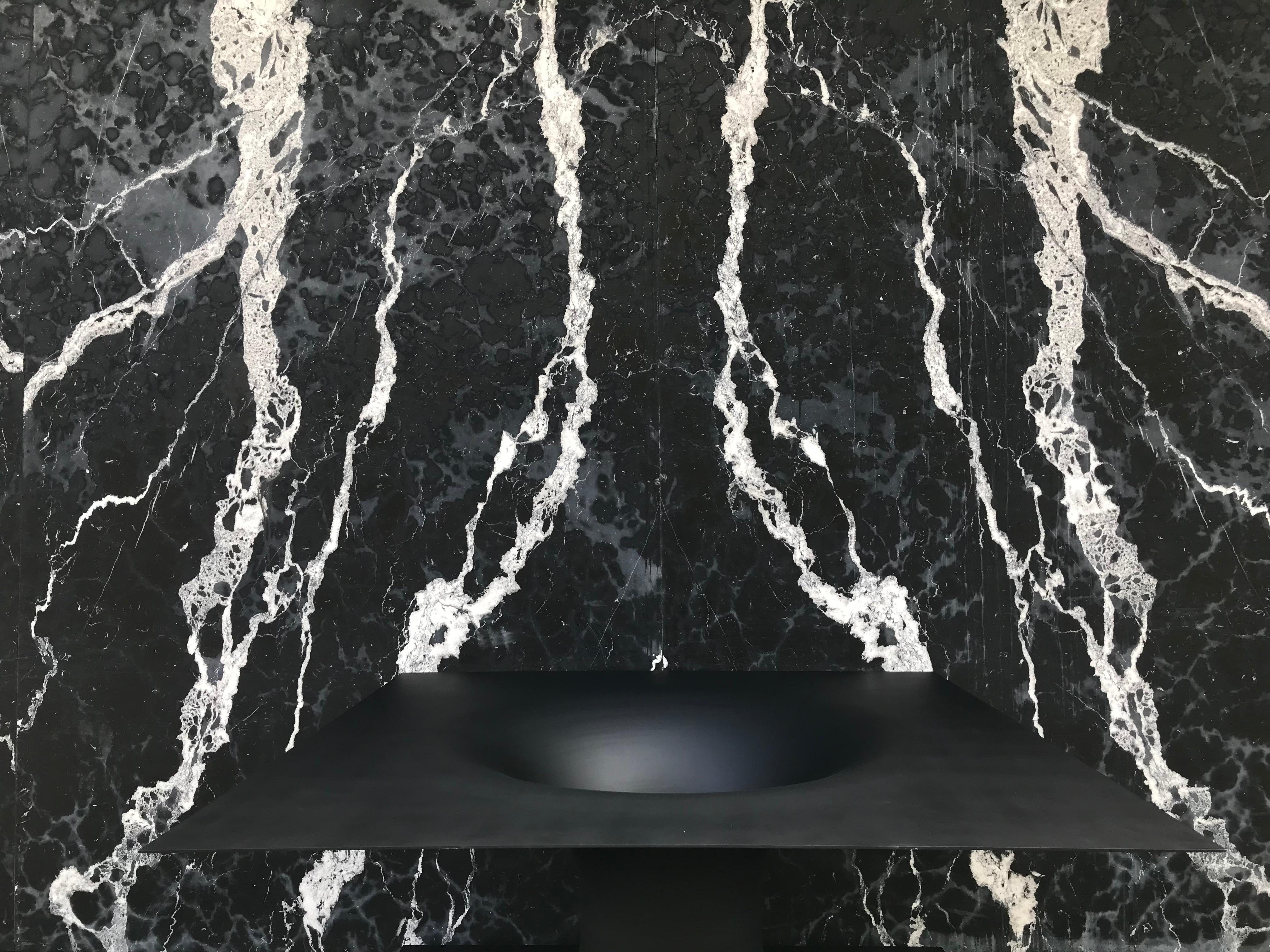 Anti-Table in Ultra Matte Black Enameled Spun Steel by Erickson Aesthetics For Sale 4