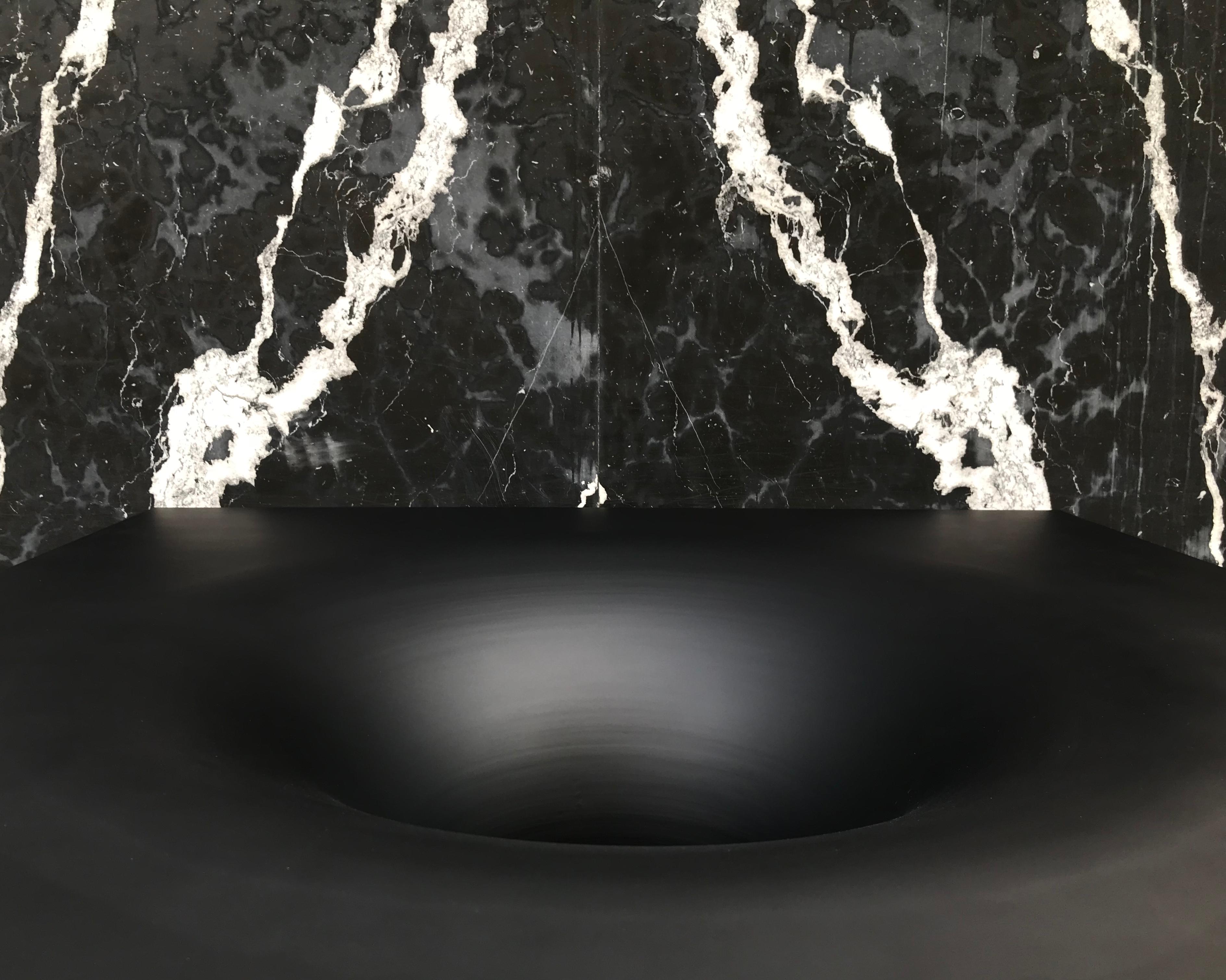 Anti-Table in Ultra Matte Black Enameled Spun Steel by Erickson Aesthetics For Sale 5