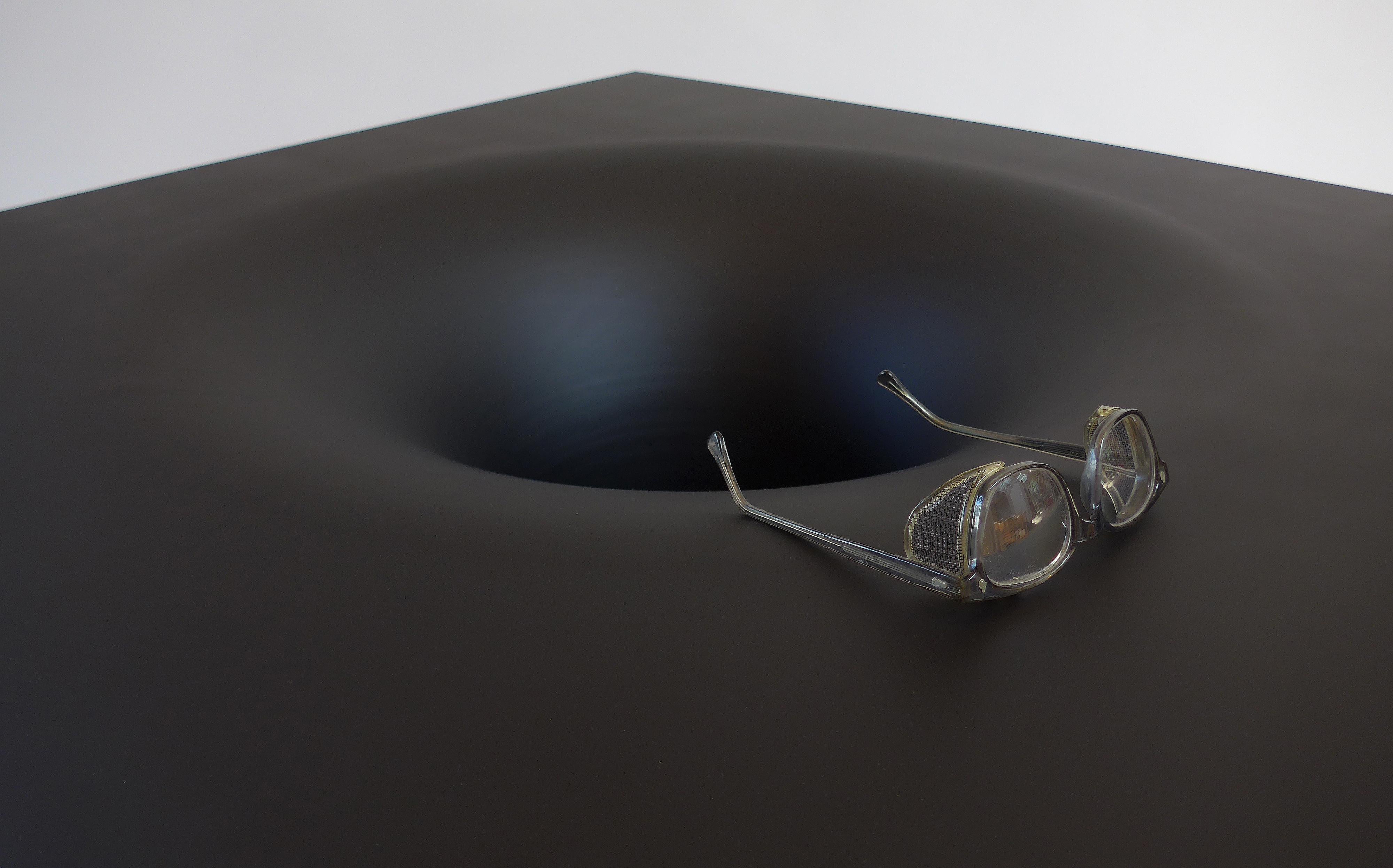 Anti-Table in Ultra Matte Black Enameled Spun Steel by Erickson Aesthetics For Sale 1