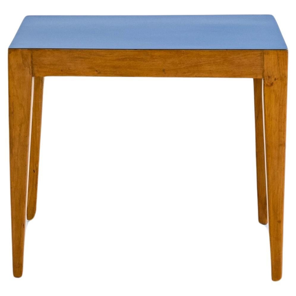 AntiBeige Gio Ponti Side Table Puristic, Mediterranean Blue Top 1960's
