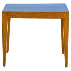 Retro AntiBeige Gio Ponti Side Table Puristic, Mediterranean Blue Top 1960's