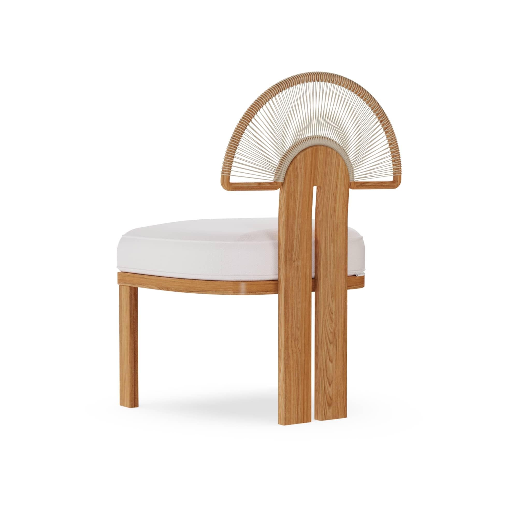 Silla de Comedor de Exterior Antibes de Madera de Iroko con Respaldo Tejido Sunburst en venta 1