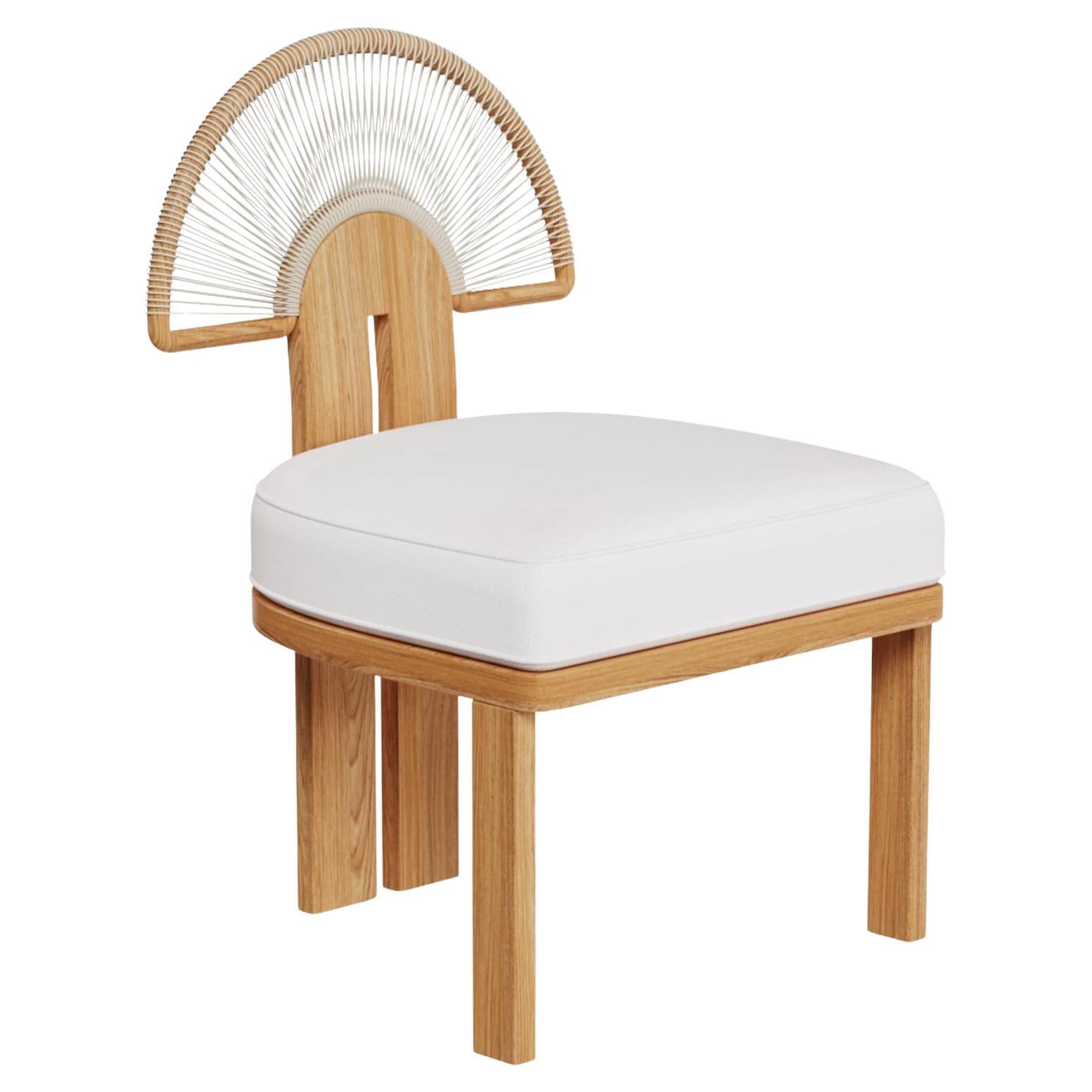 Antibes Outdoor-Esszimmerstuhl aus Iroko-Holz mit geflochtener Sunburst-Rückenlehne