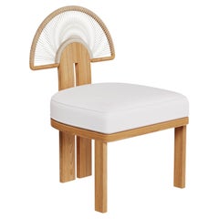 Antibes Outdoor Dining Chair in Iroko Wood with Sunburst Woven Back