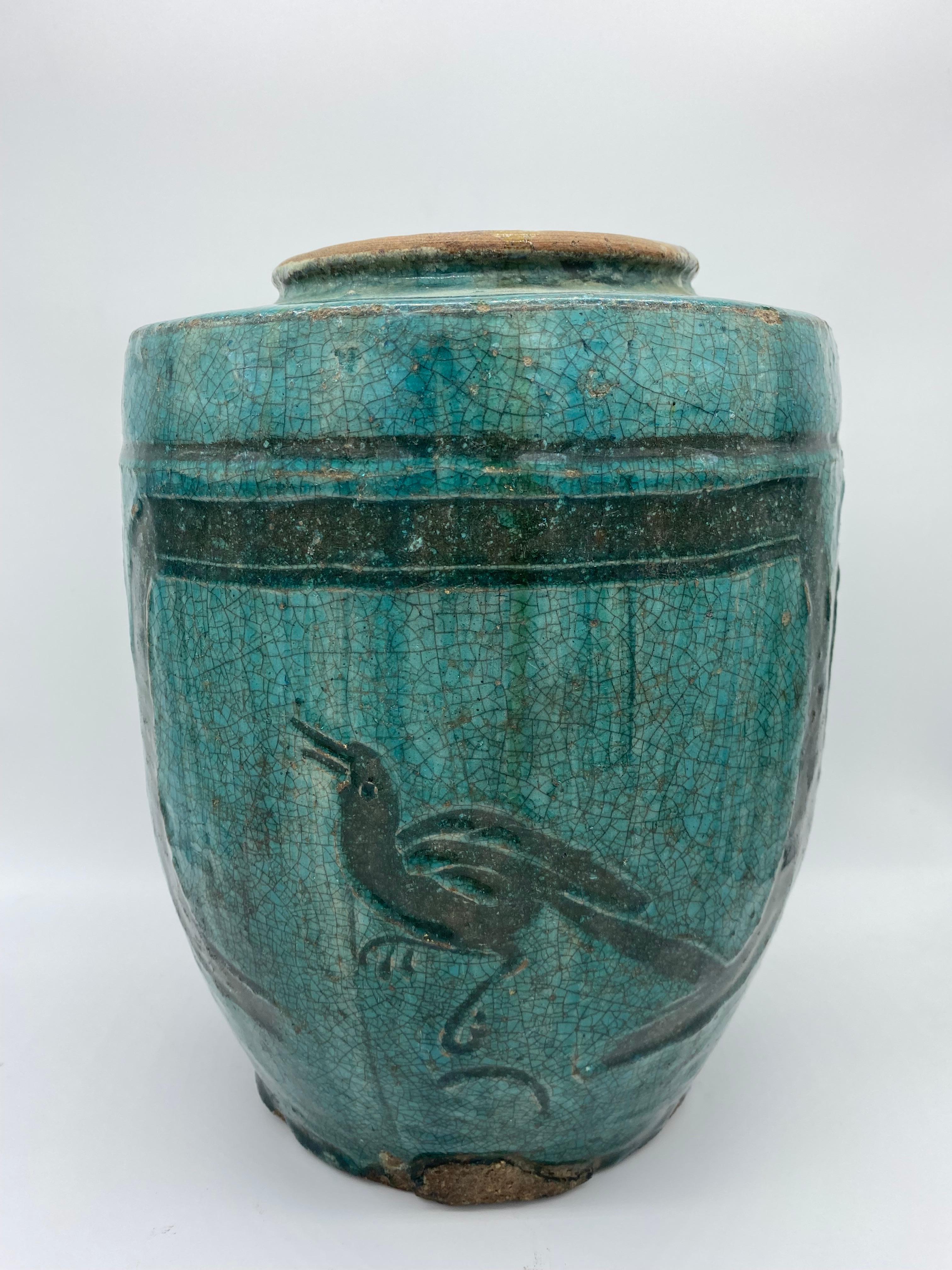 Asian Antic Blue Martaban Style Jar 19th Century For Sale
